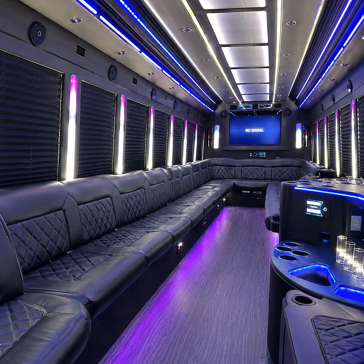 redwood city 30 passenger party bus inside