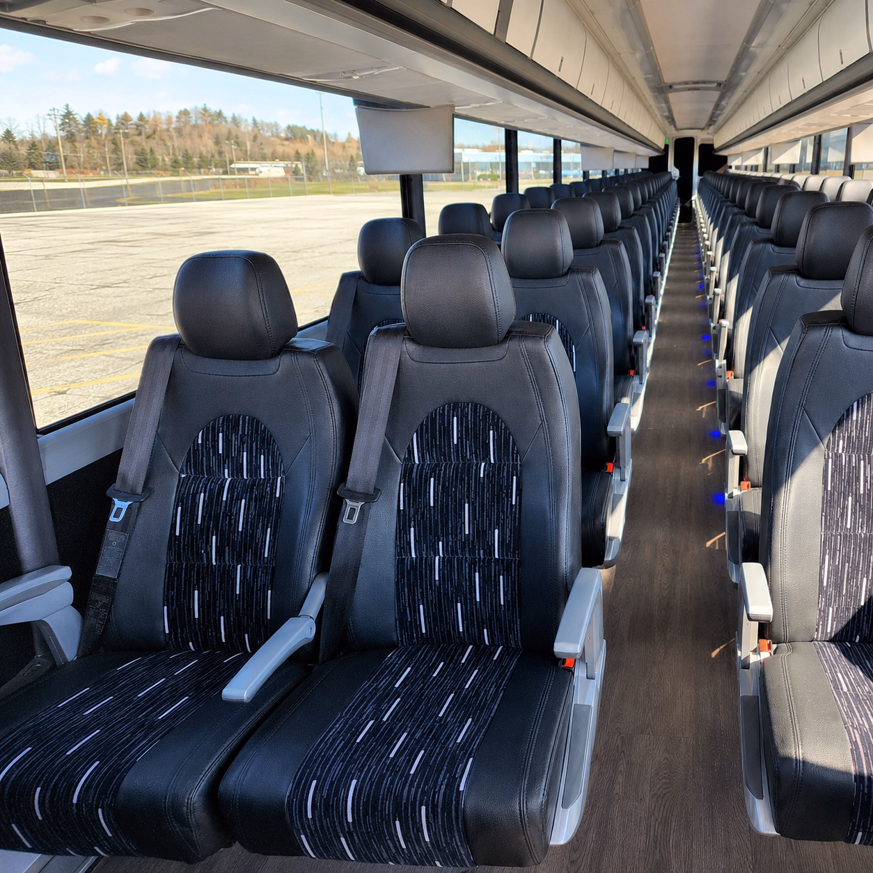 redwood city charter bus rental interior